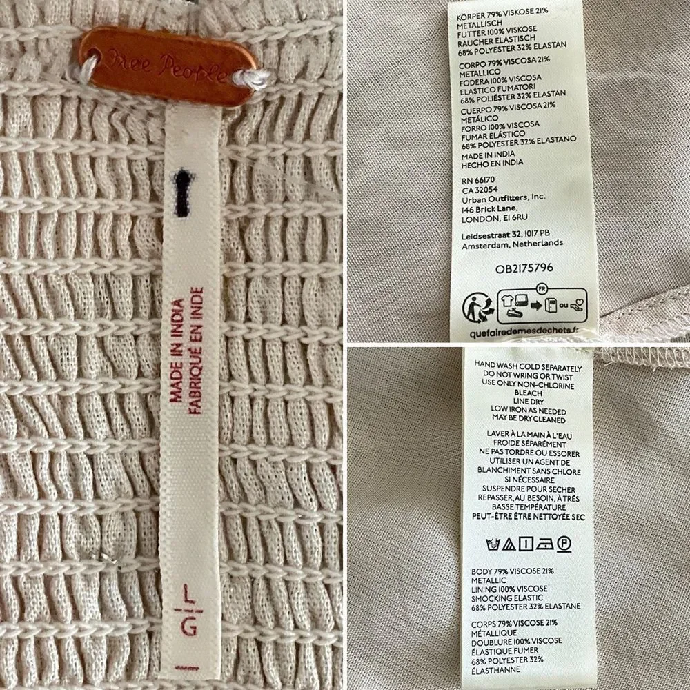New Free People Gardenia Strapless Mini Smock L